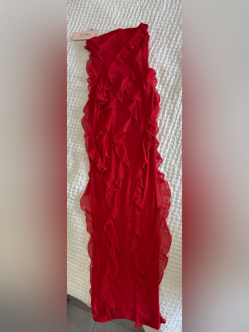 Oh Polly Red Ruffled High-Low Dress - Picture 5 of 10